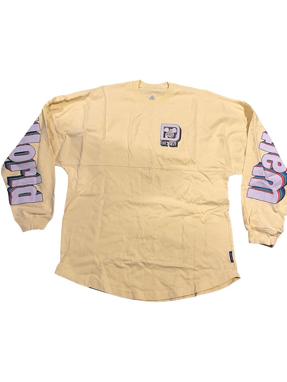 Walt Disney World Spirit Jersey Est 1971 Yellow Long Sleeve Shirt Size S